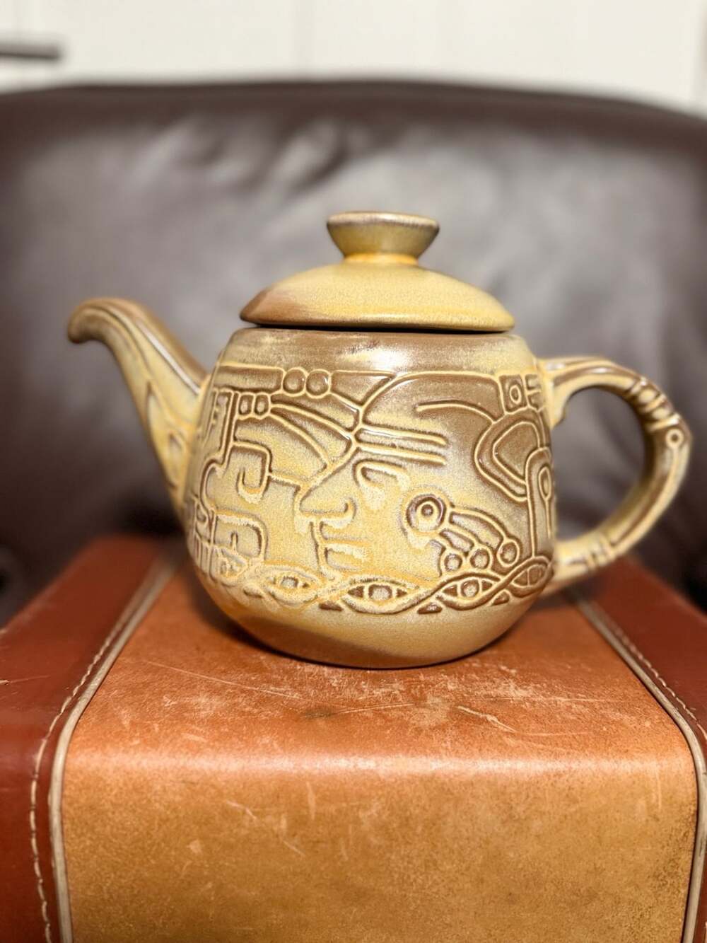 Frankoma Mayan Aztec Teapot in Desert Gold Model 7T
